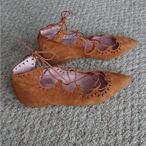 PRETTY BALLERINAS pointy toe Lace-up ballerina size 8 - Picture 3 of 12